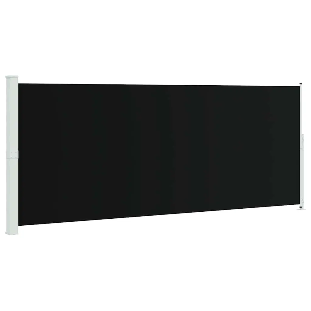 vidaXL Patio Retractable Side Awning Patio Retractable Side Screen Awning Outdoor Sun Shade Wind Screen Privacy Divider for Garden 78.7"x196.9" Black 313417