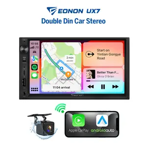 Eonon Double Din Car Stereo, Wireless CarPlay & Android Auto, 7"/10.1" Android 14 Touchscreen, Bluetooth, WiFi, SWC, AM/FM, Free Backup Camera, GPS, Fits Most Cars(Dash Kit & ISO Adapter Cable Not Included, Required for Installation), UX7