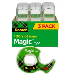 Scotch Magic Tape, 3 Rolls, Numerous Applications, Invisible, Engineered for Repairing, 3/4 x 300 Inches, Dispensered (3105)
