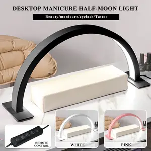 Limegirl Half Moon Light for Nail Desk 16in Nail Lamp for Desk LED Table Light Multiple Color Modes and Brightness for Beauty Eyelash Makeup Tattoo Crafts Reading Spa Salon Nail Tech gel  deuñas