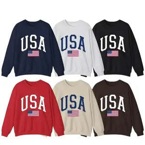 USA Flag Cotton Crewneck Sweatshirt for Men & Women, Funny 4th of July Graphic Sweatshirt, Cozy Oversized Sweatshirt, Casual American Streetwear, Patriotic Trending Gift for Him Her, Viral Gift Idea