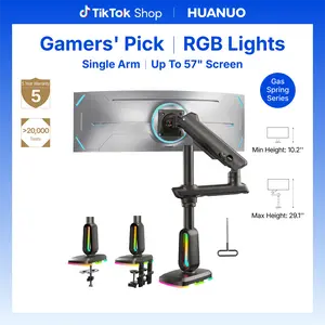 Adjustable RGB/Non RGB Heavy Duty Monitor Arm for Ultrawide Screens up to 57"/49'', Holds 44 lbs, Tall Ultrawide Monitor Stand with 29.1" Max Height, Fully Adjustable Single Computer Desk Mount, Max VESA 100x100mm