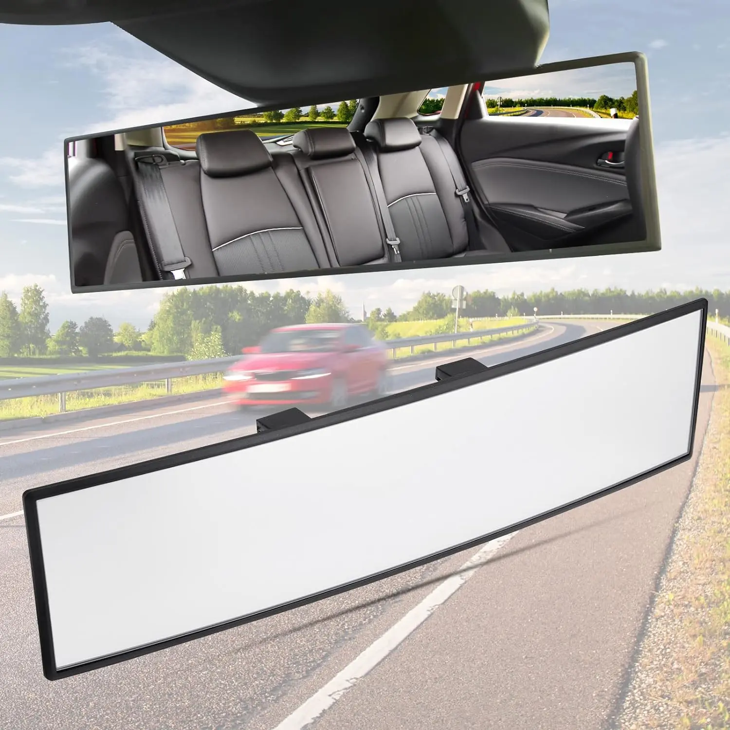 11.8" HD Panoramic Rearview Mirror, Wide Angle Anti-Shake, Enhanced Night Vision for Cars SUVs Trucks