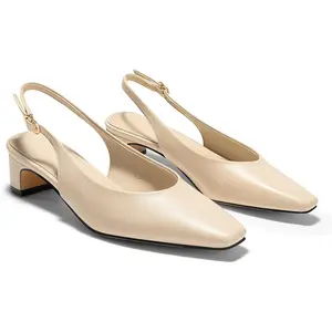 Coutgo Womens Chunky Low Heels Slingback Pumps Closed Square-Pointed Toe Work Office Dress Shoes