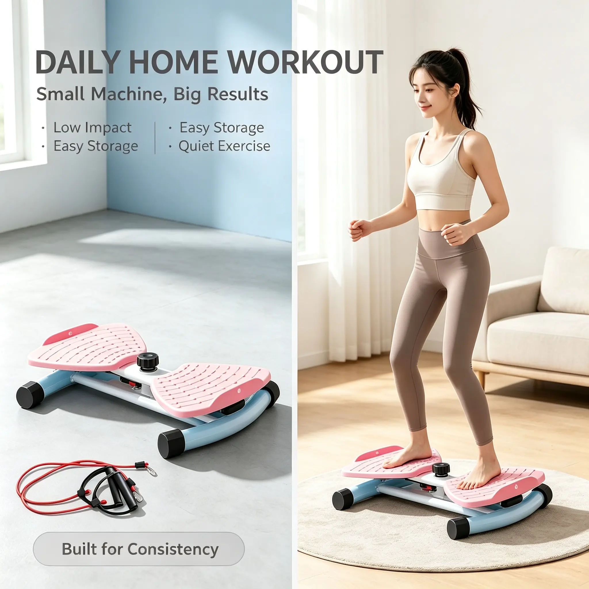 Twist Stepper for Joint-Friendly Home Cardio, Compact Portable Fitness Trainer Shapes Thighs Hips Butt For All Fitness Levels and Waist Core Ab Exercise Machine twister