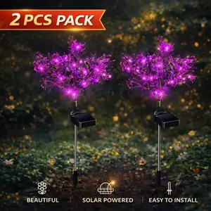 2EVEDIOR pcs Solar Garden Lights, Butterfly Orchid Outdoor Flower Lights, Outdoor Atmosphere Lights, Suitable For Decorating Lawns, Gardens, And Small Path Courtyards|