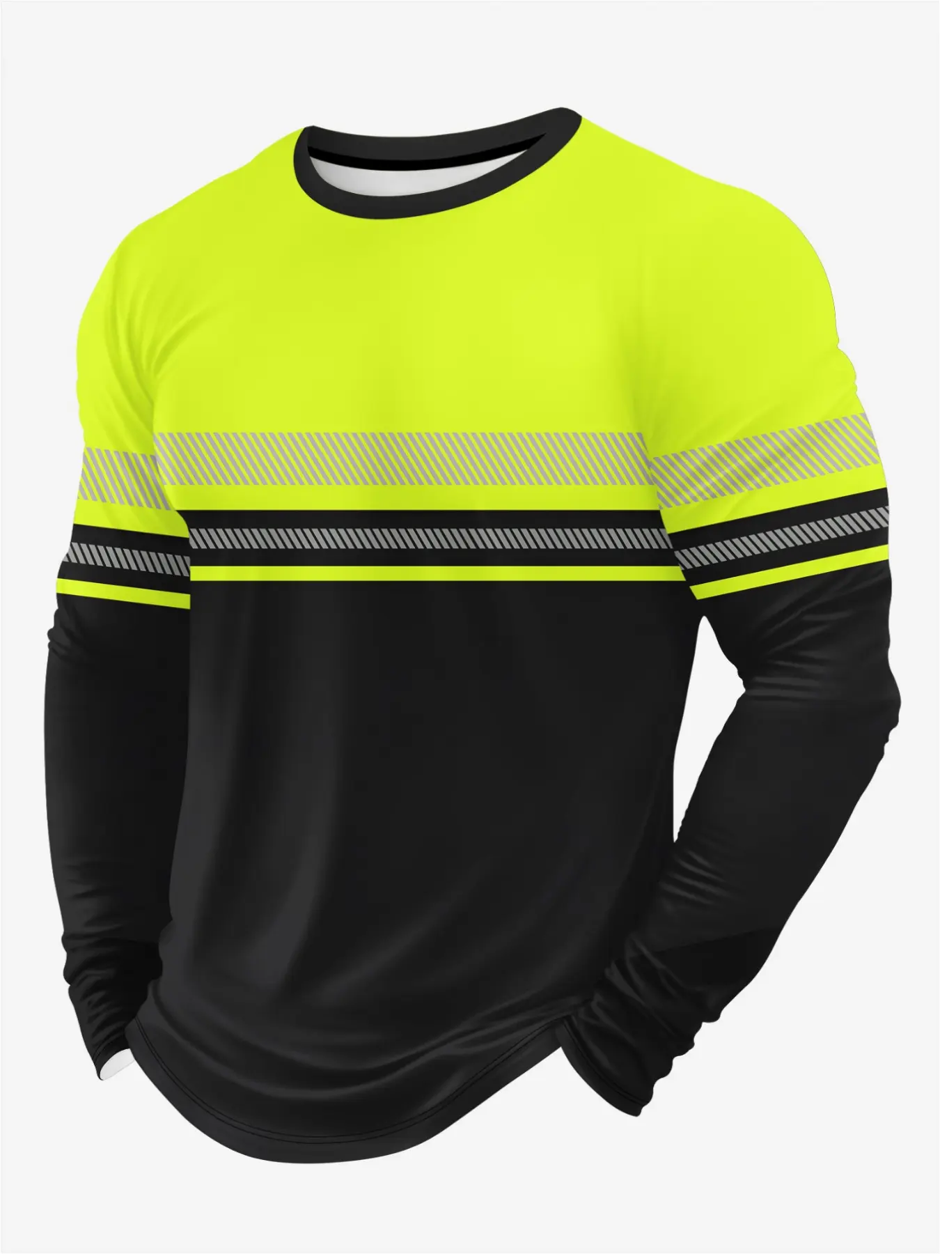 Men's 3D printed long-sleeve T-shirt, breathable casual sportswear, Athletic T Shirts, Fitted Design Activewear, essential for fitness in spring and autumn, crew neck top, Crewneck Workout Tops, Crewneck Gym Tee