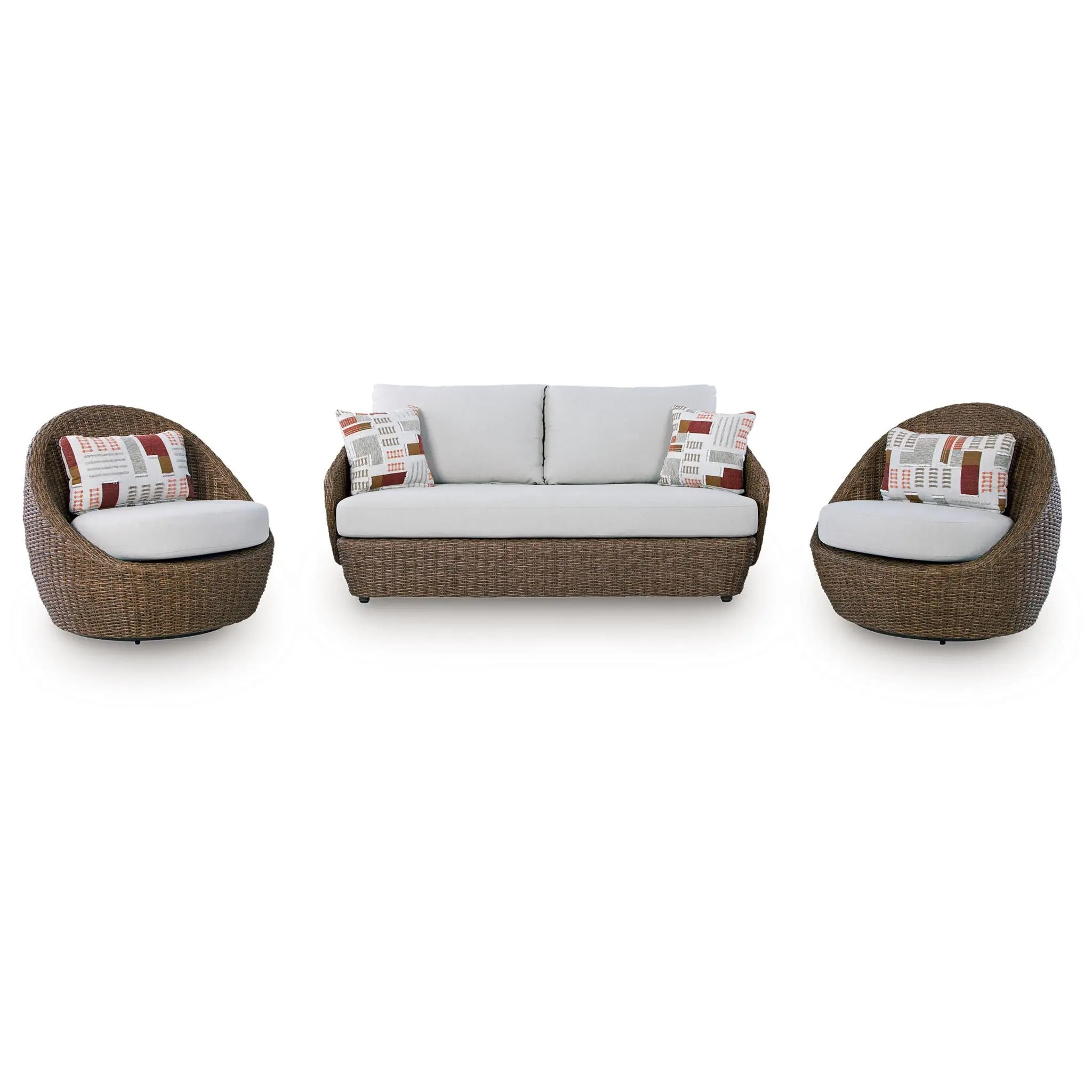 Double Point - Loveseat, Swivel Chairs Set (Set of 3) - Beige