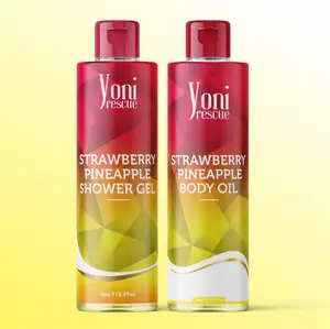 Strawberry Pineapple  Body & Bath Care Set- Shower Gel(4oz),  Body Essential Oil(4oz) by Yoni Rescue Apricot Cleansing