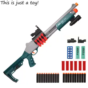 JH2027C Foam Dart Blaster Toy Set, EVA Foam Dart Launcher with Retractable Stock & Scope Accessory, Outdoor Activity Game Toy, Backyard Fun Gift for Teens
