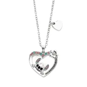 Disney Stitch's Sweetheart Charm Necklace with Heart Cut-Out Design for Fans of the Beloved Character Ideal for Casual Wear or Special Occasions