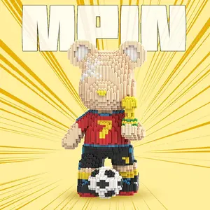 Mpin Building Block , 32cm High Bear Building Block set, Creative DIY Assembly Plaything, Unisex Gift Recommendation, Home Decor, Soccer Building Block