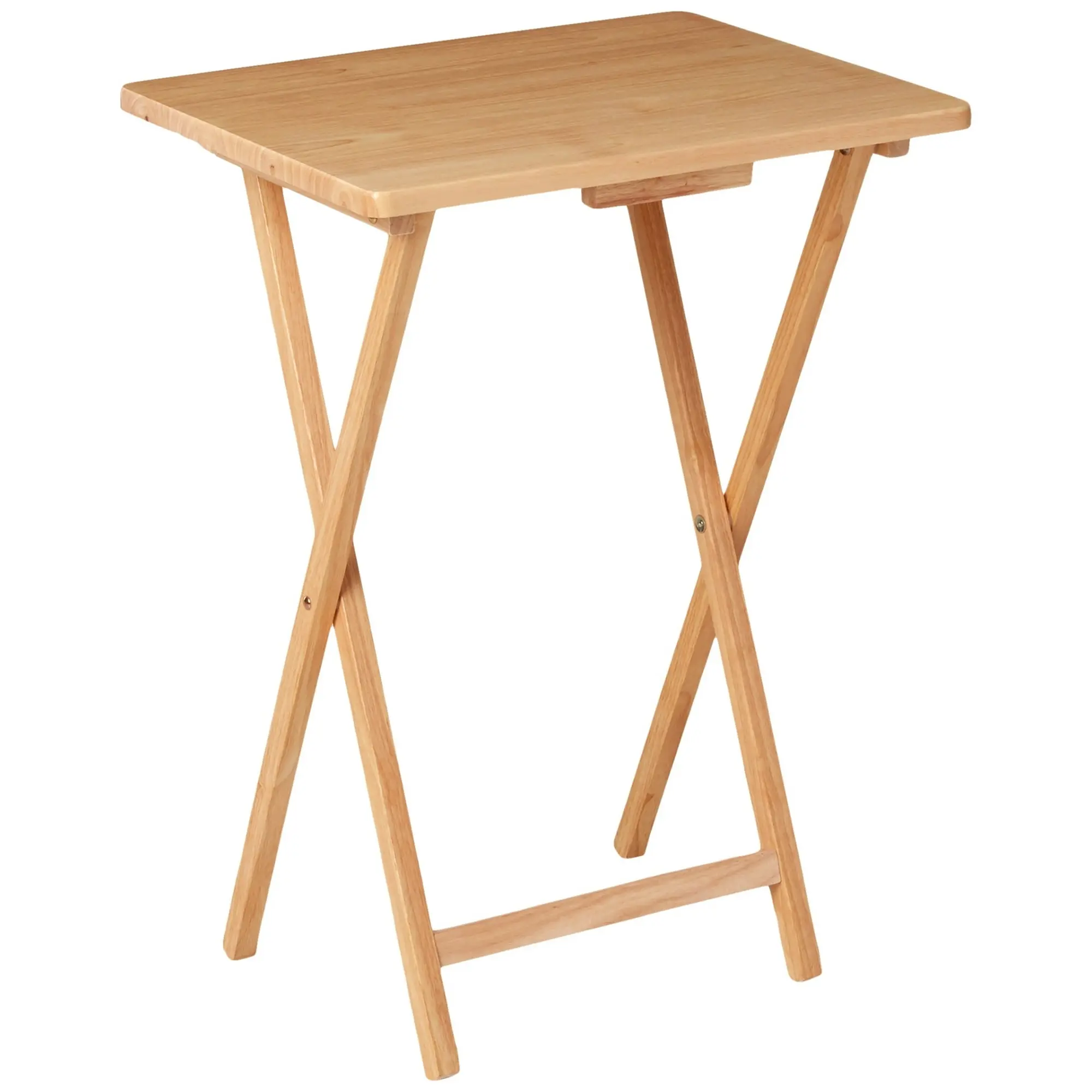 Compact Indoor TV Tray Table with Foldable Legs Natural Wood Design for Easy Storage and Versatile Use