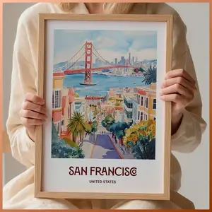 San Francisco Print Golden Gate Bridge Art Minimalist Travel Poster Custom Text Personalized Gift Usa Cityscape Decor C35 250