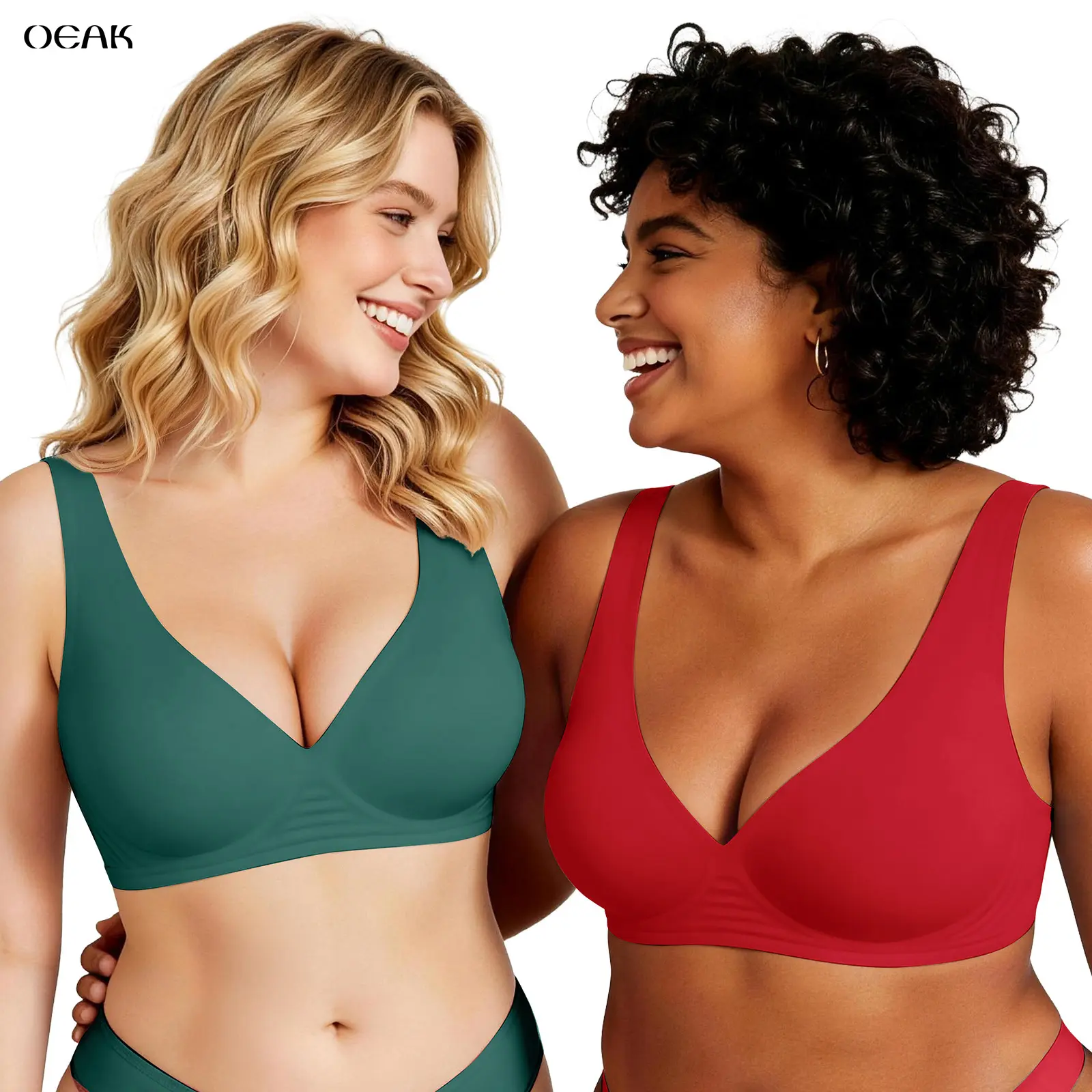 OEAK Womens Deep V Jelly Bras Wireless Comfortable Bra No Underwire Tshirt Push Up Bralettes Plunge Seamless Bra