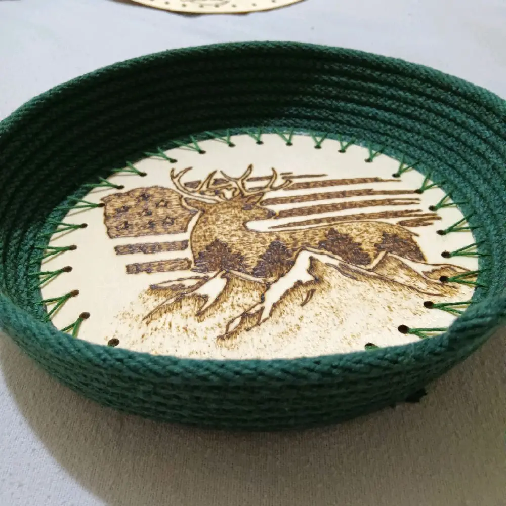wood burned basket