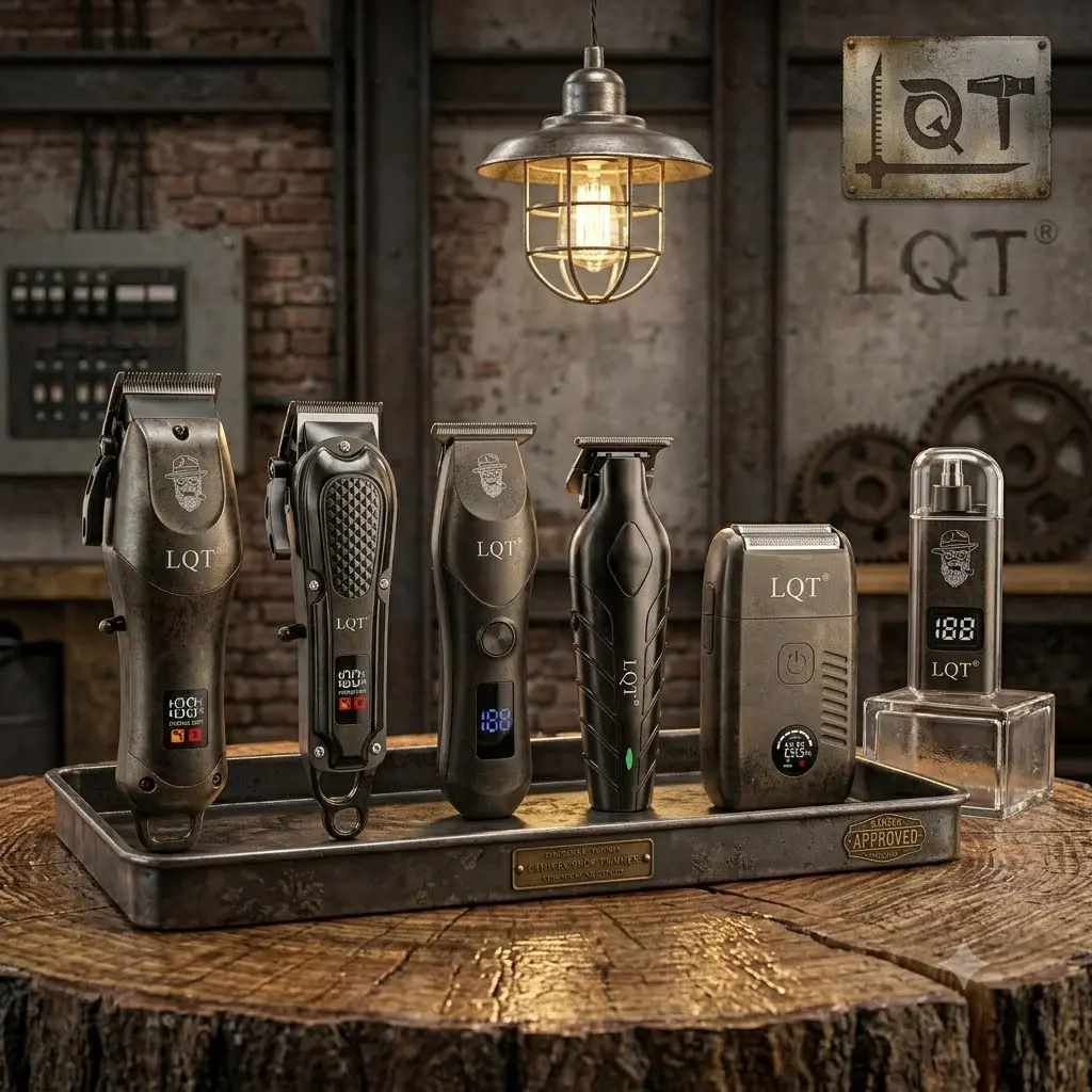 LQT 6-in-1 Adjustable Barber Kit for Men, Cordless Hair Clippers for Styling & Face Shaving, Rechargeable with Batteries & LED Display, Professional Hair Care Gift Set, Graffiti, Barber Equipment