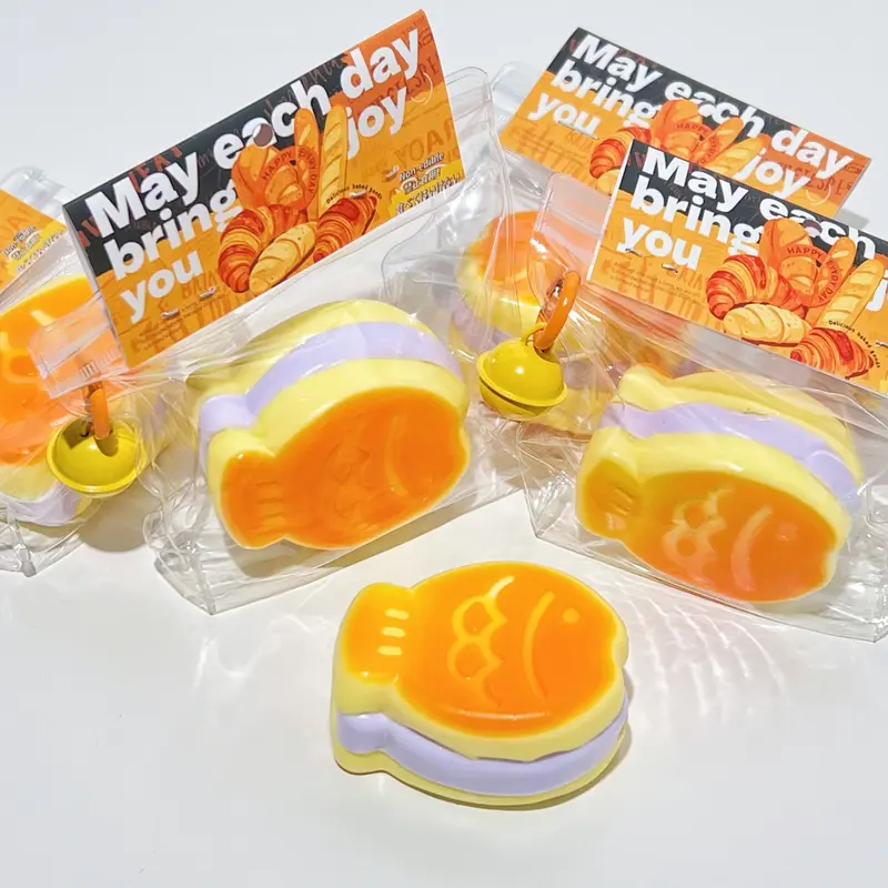 【Buy 3 Get 1 Free】Food-Grade BPA-Free Silicone Slow-Rising Squishies Toys, Braised Taro Paste & Sea Bream Themed Stress Relief Sensory Toys, Handmade Texture, Non-Toxic, Washable, 12+ Age Suitable Holidays Fidget Gift, Cute Shelf Decor
