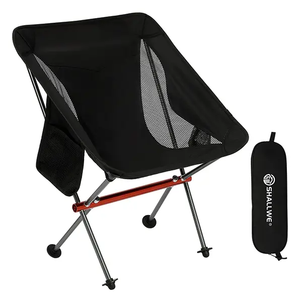 SHALLWE Ultralight Folding Camping Chair, 2.2 lbs Backpacking Chair,With 2 Side Pockets, Anti-Sinking Feet, Sturdy Lightweight Frame, Easy Storage for Hiking, Fishing, Picnic, 300 lbs Capacity，Zero Gravity Chair