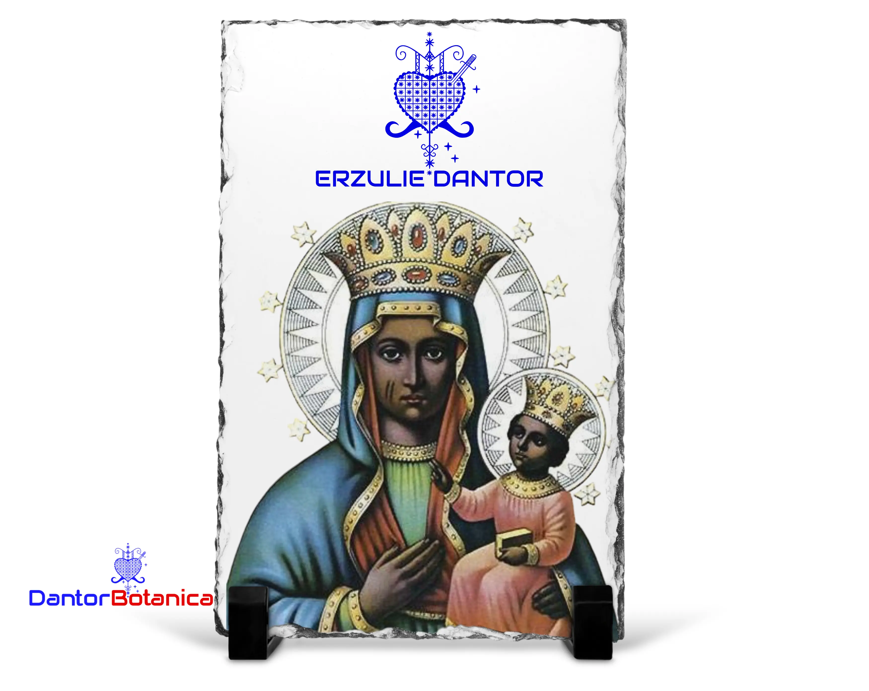 Erzulie Dantor Photo plaque, Black Madona Photo slate  African Saint Barbara Erzulie Dantor VEVE Photo Slate