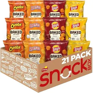 Frito-Lay Baked Variety Pack 0.875 Ounce Snack Bags Pack of 21 Includes Lay's Barbecue Original Cheetos Crunchy Cheese Ruffles Cheddar Sour Cream Oven Baked Gluten-Free Mindful Snacks