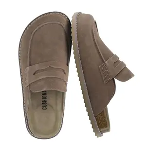 CUSHIONAIRE Zola Women’s Penny Clog Mule – Suede Slip-On with Memory Foam, Cork Footbed & Flexible Outsole - Taupe 7