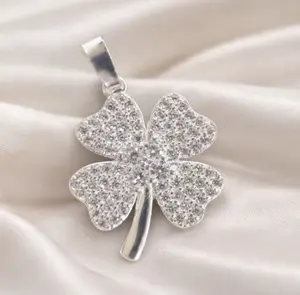 Dije Trebol de 4 Hojas CZ Plata 925 - 23.5mm