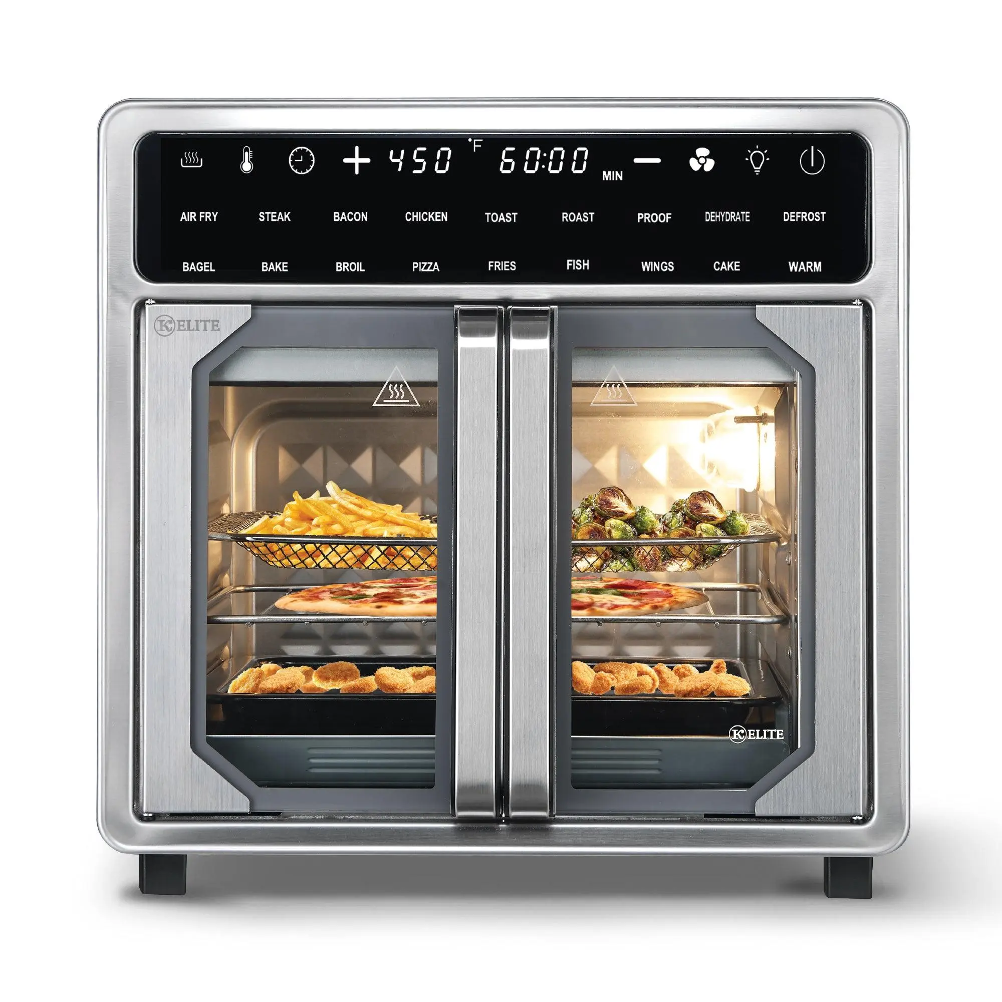 Kitchen Elite 16 Qt French Door Air Fryer Oven, Countertop Cooker w/ LED Display Kitchen Elite 16 Qt French Door Air Fryer Oven, Countertop Cooker w/ LED Display