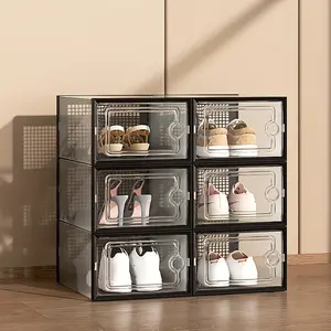 2026 new stackable transparent shoe box 6 packs space-saving household storage storage box Clear Shoe Storage