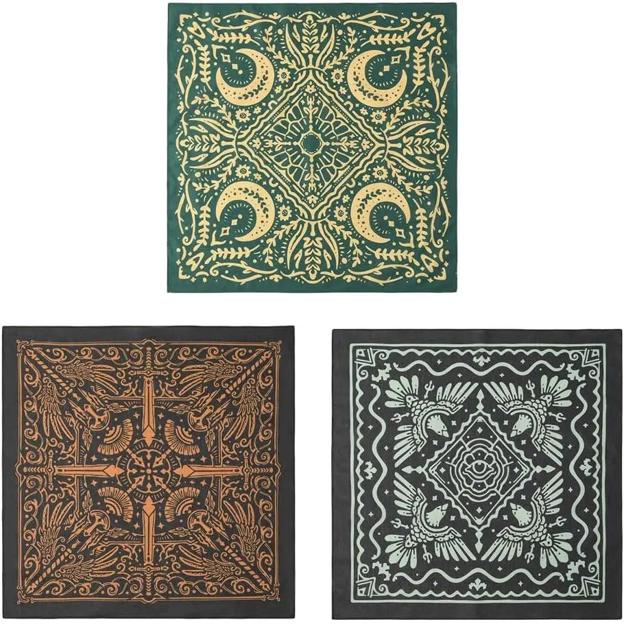 GT BANDANA Vintage Pattern 100% Cotton Bandana Scarf, 3-Pack for Men & Women, Unisex Multi-Use as a Neck Scarf or Face Covering, 22x22", Scarf Head Wrap