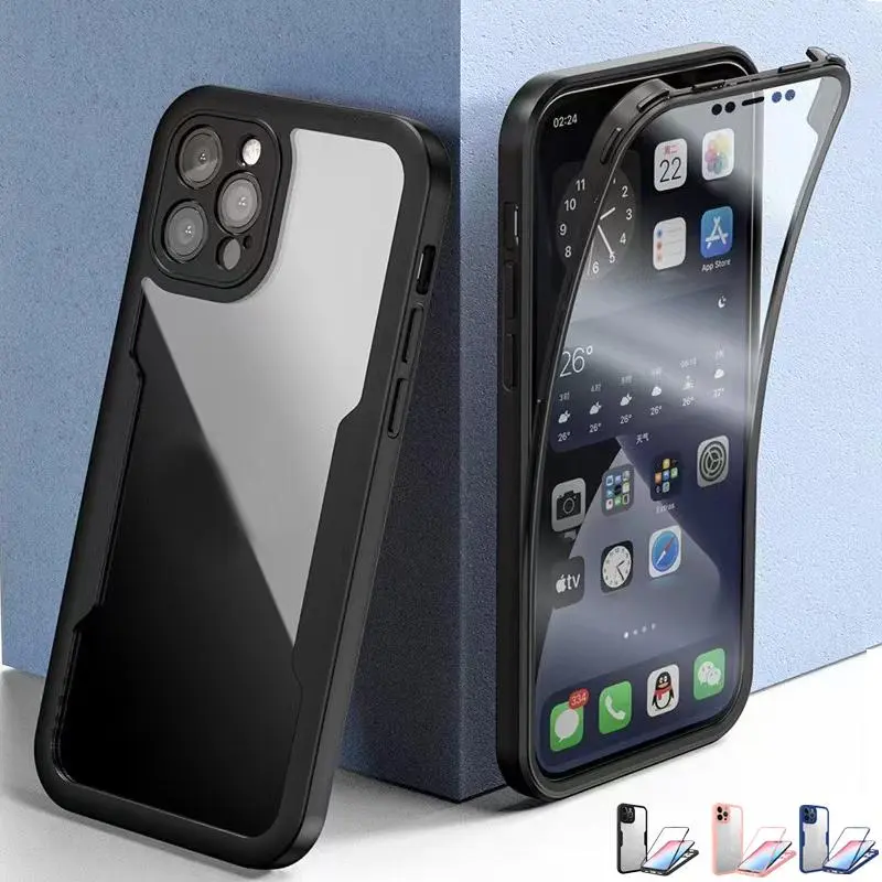 360 Degree Full Body Rugged Shockproof Phone Case, 1 Set Double-sided Protective Case with Screen Protector, Premium Phone Accessories for iPhone 15 14 13 12 11