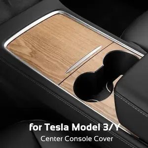 Tesla Model 3/Y 2021-2023 Center Console Wrap - Premium Center Console Cover with Wood Grain, Carbon, or Matte Black Options, Easy Installation