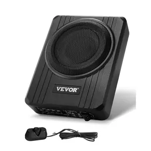 VEVOR 10 440W Underseat Car Subwoofer, Slim Powered Car Subwoofers with Blue Ambient Light, Low Profile Audio Sub Under the Seat with Built-in Amplifier, Remote Controller for SUVs, Car, Truck, RV