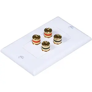 212 MAIN Decora Inset Speaker Wall Plate (2-Pieces) - High-Quality Banana Binding Post Audio Adapter, Corrosion-Resistant Tech Accessories Wall Mount Connector for 2 Speakers with Banana Plug