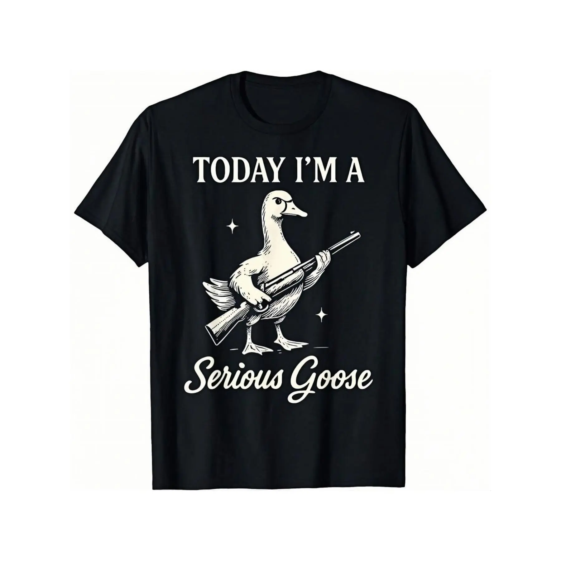 GEM [100% Cotton] Graphic Tee With Serious Goose Print, Merging Quirky Animal Art And Funny Slogan, A Standout Casual Wear T-Shirt For Men And Women