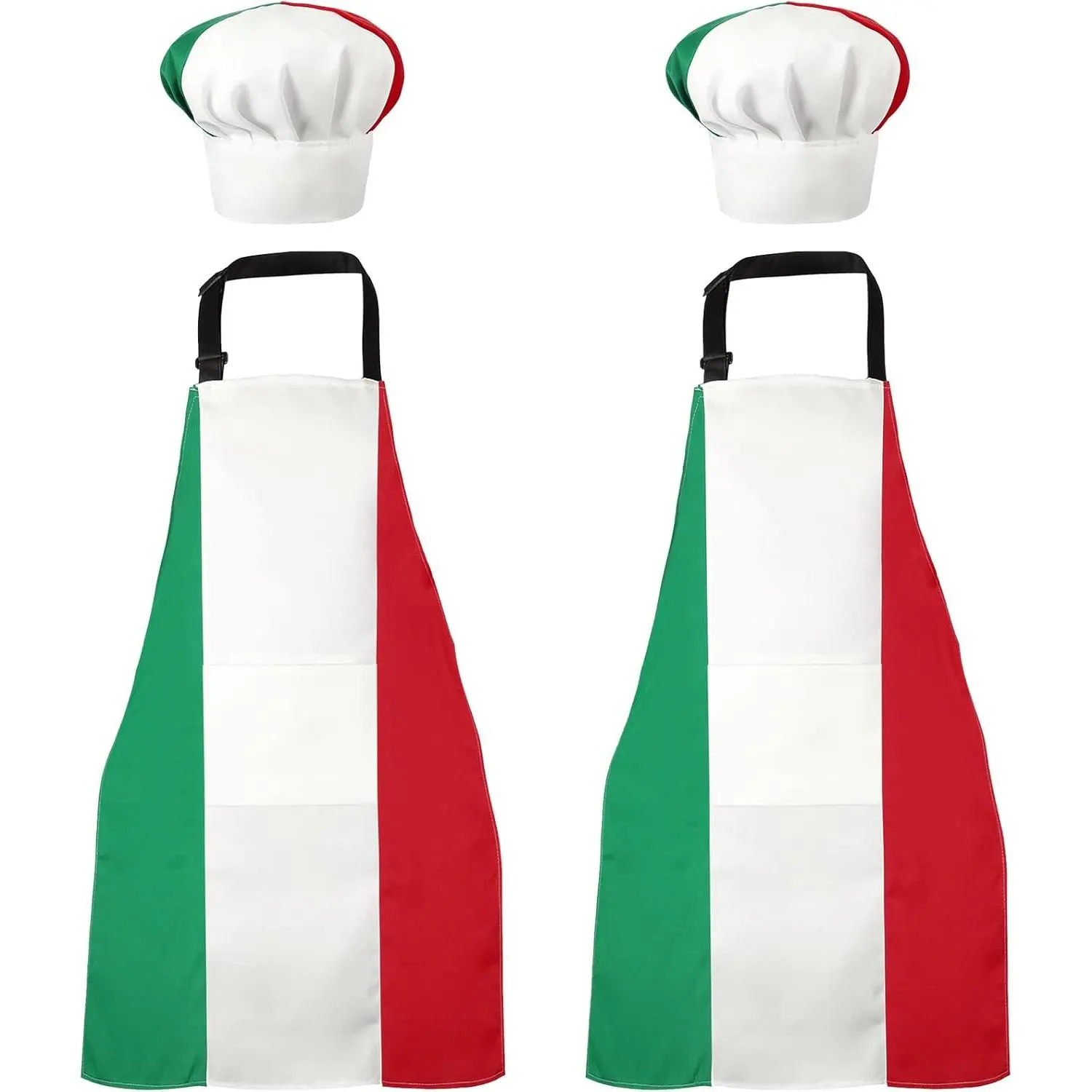 SATINIOR Italian Apron and Chef Hat for Women Men Italian Costume Italy Bib Apron Fabric Italian Flag Apron with Pocket Red Green Italian Gifts for Adult Kitchen Baking Pizza Cooking Party Decor