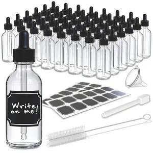 Nevlers 2 Oz Leakproof Clear Glass Dropper Bottles (Set of 48)