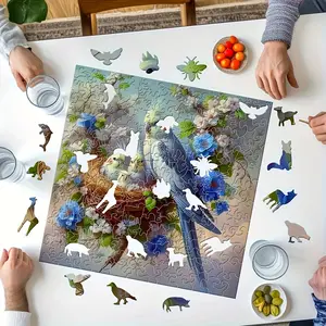 Colorful Parrot Wooden Jigsaw Puzzle, Brain Teaser & Problem Solving Skills, Unique Handmade Gift, DIY Christmas Present, Perfect for Birthdays