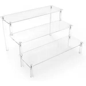 Display Risers,Clear Display Risers Stand Small Mini Shelf 3 Tiered Cupcake Stand for  Desserts Stand Shelves for Party Perfume Organizer Toys Figures Collections  Products Tabletop Use
