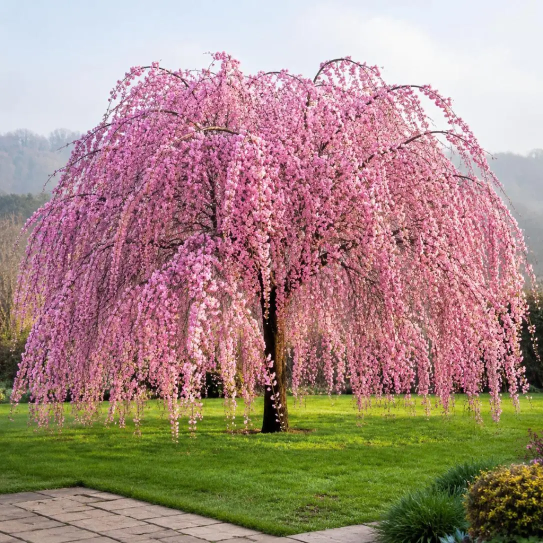 100 Japanese Weeping Sakura Cherry Blossom Tree Seeds, Pendula Hardy Fast-Growing Ornamental Garden Flower Seeds