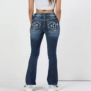 Triple Threat Tummy Control Flare Jeans Plus Size HighStretch Elastic High Waist Denim Women's Skinny JeansDaily Wearing Casual Jeans Slim Fit Trousers Buttocks SexyLarge Size Women's Pants Light Blue Bottom