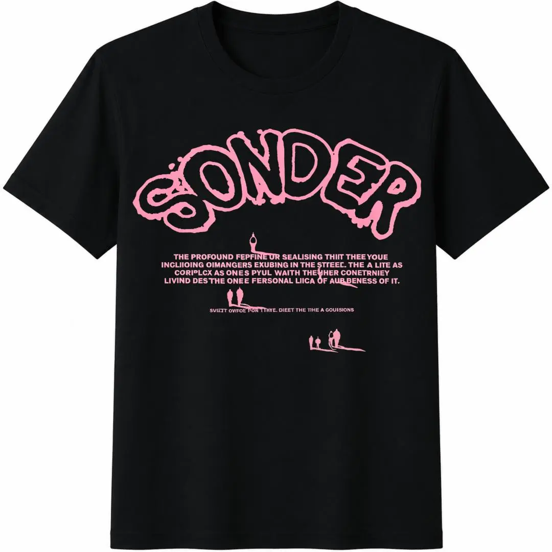 "SONDER" Thinking Figure Graphic Soft Washed Tee, Retro Y2K Style Men Round Neck Top, Casual Apparel For Summer Outdoor Daily Outfits