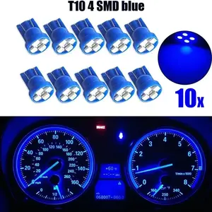 2026 New 10Pcs/Set Car Light T10 4SMD 1210 LED Wedge Dashboard Gauge Cluster Light Bulb Blue LED Light Car Reading Light