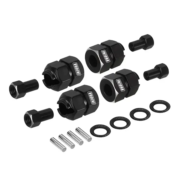 INJORA 9mm(+5mm) Extended Hexagonal Shape Wheel Hex Set with Nuts, 4 Wheel Hexes for 1/18 RC Crawler TRX4M, 10g Steering Performance Electric RC Hobby Toy Accessory 4m-60