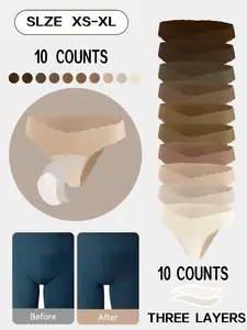 Cameltoe Proof Seamless Thongs Made With Sandwich Like Patented Insert 3-LAYER PROTECTION Women's Leopard Print Thong Panties, Breathable Low Waist Seamless Underwear, Fitted Casual Yoga Gym Wear, Stretchy Panties, 4/6 Pack