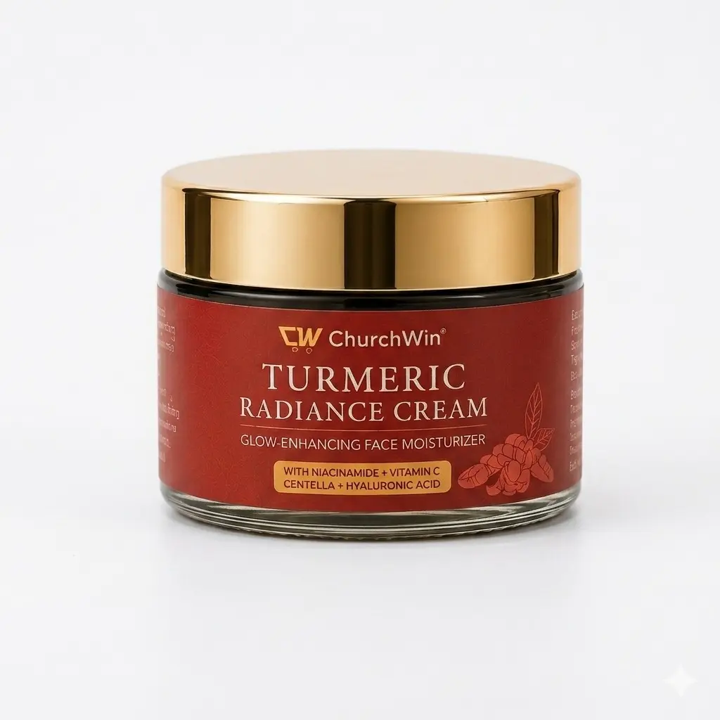 ChurchWin Turmeric Radiance Face Moisturizer - Glow-Enhancing, Hydrating & Nourishing Cream with Niacinamide, Vitamin C, Centella, Hyaluronic Acid (50g)