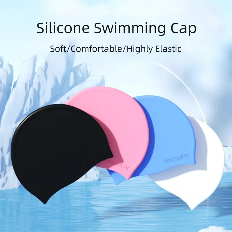 【2 for $10.9】Women's Adults' Latex-Free Snug Fit Silicone Waterproof Swim Hat, Highly Elastic Comfortable Baths Accessory for Thick Braids, Curly Hair