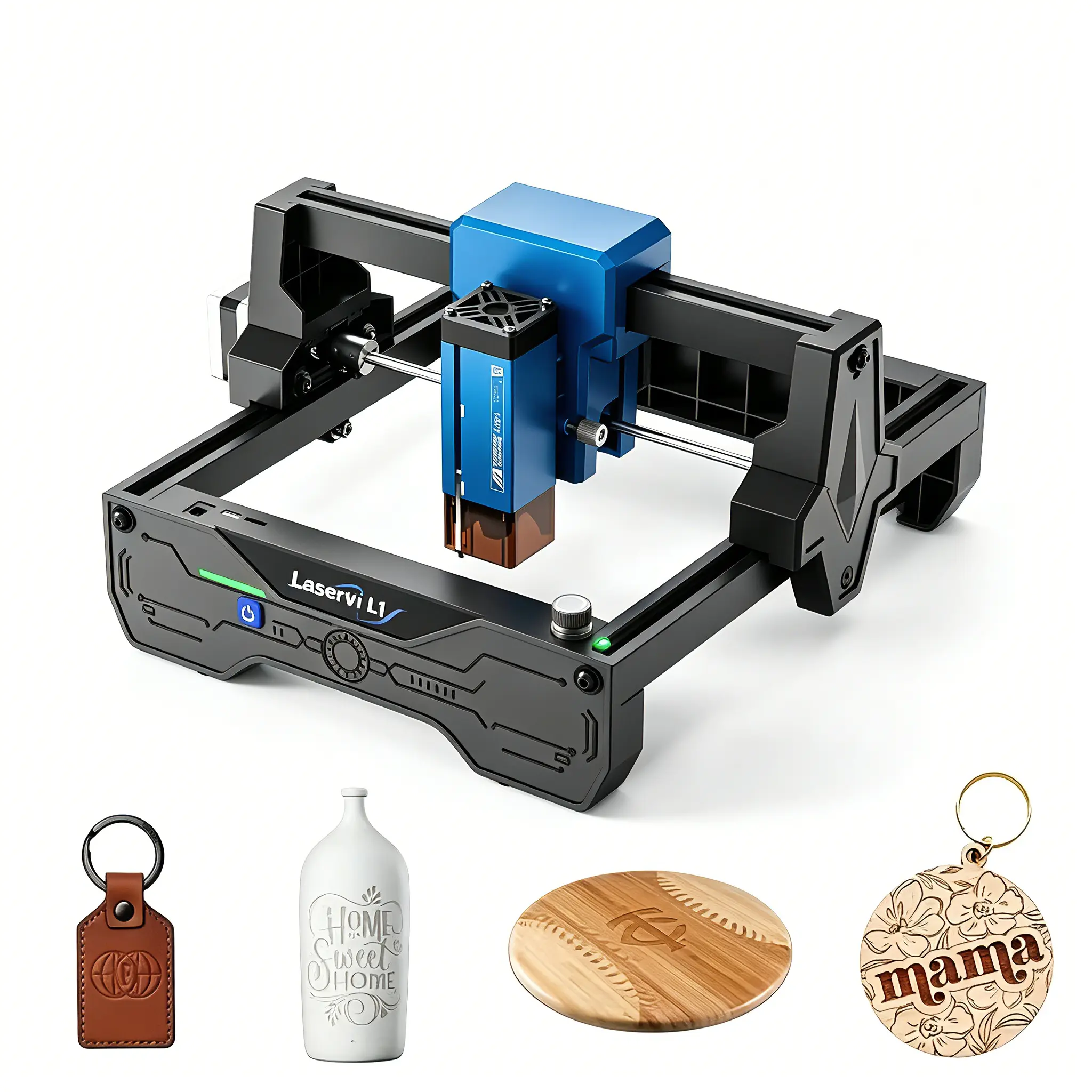 Laservii L1 Model 3W Power Mini Portable Laser Engraving Machine, APP Control, 0.04*0.04mm Engraving Precision, 12000mm/min Speed, Engraves Wood Leather Acrylic, Custom Design Tool for Creative Projects, Computers