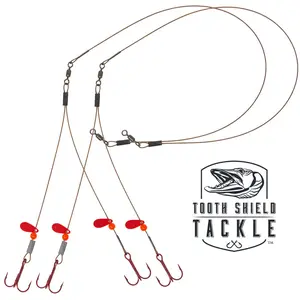 Tooth Shield Tackle Walleye / Pike 49 Strand Quick Strike Tip-Up Rig 90 LB. Red Flipper 2 Pack
