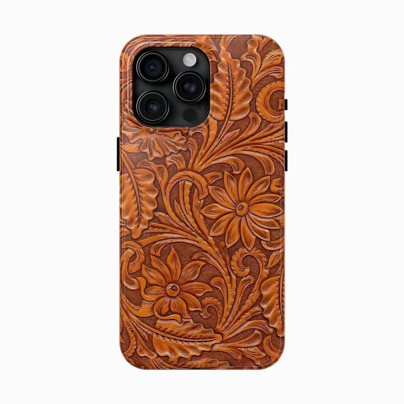 Tooled Brown Leather iPhone Case , iPhone 17 16 15 14 13 12 11 X 8 7 Pro Max/Pro/Mini, SAMSUNG GALAXY 21 S22 S23 S24 25 ULTRA PLUS Shockproof Anti-Drop Protective Cases D